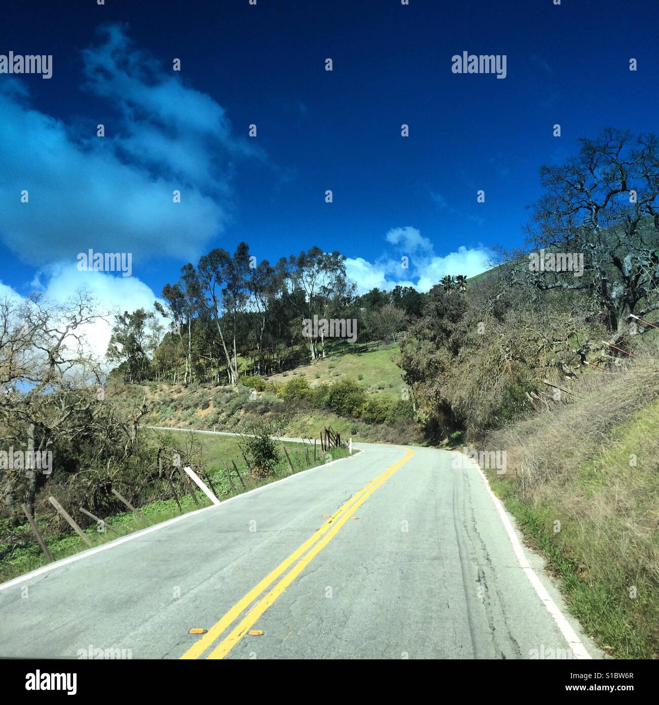 Driving up Mount Hamilton, Santa Clara County, California, United States Stock Photo
