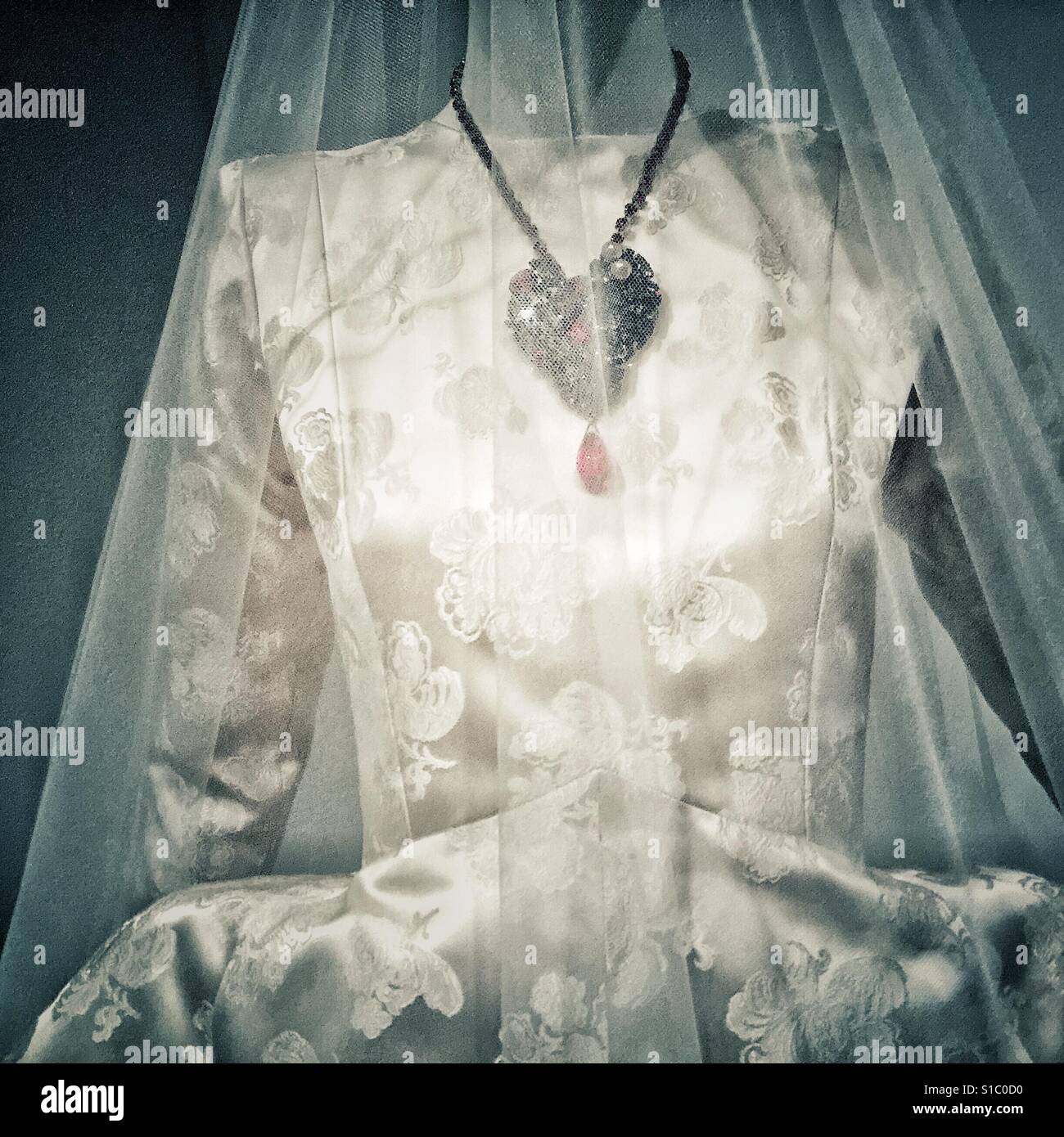 Wedding dress by Yves Saint Laurent at the exhibit in Seattle Art Museum Stock Photo