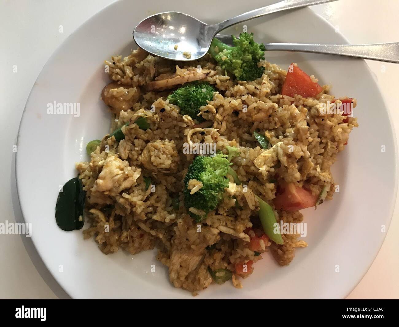 Thai Tom Yum Fried Rice with chicken Stock Photo Alamy