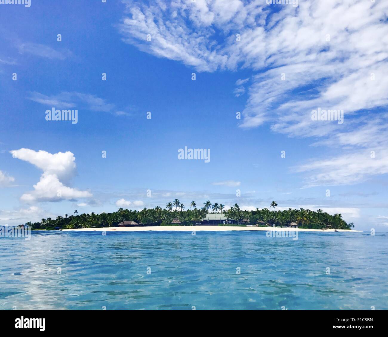 Tavarua island from the water. Tavarua, Fiji. - Smartphone Captured Stock Image