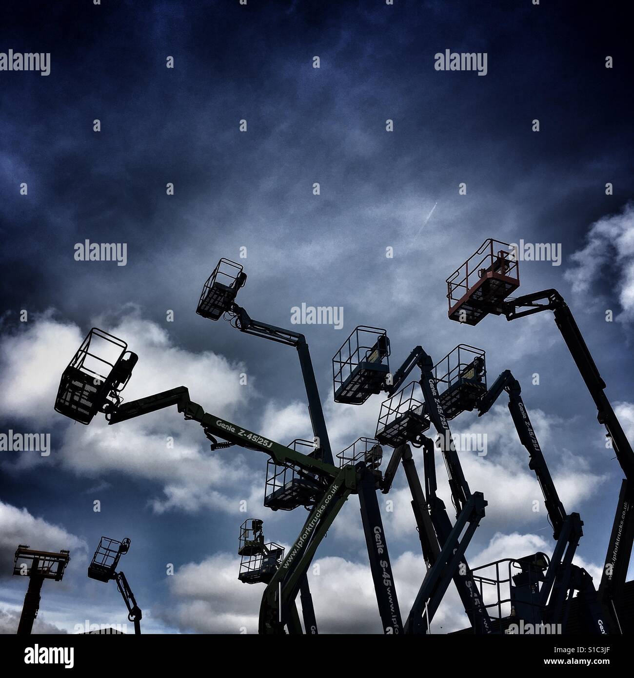 Cherry pickers - Smartphone Captured Stock Image