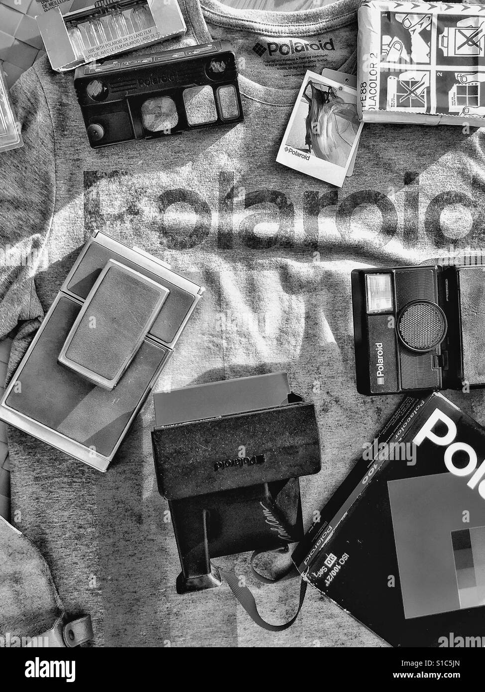 Retro Instant cameras. - Smartphone Captured Stock Image