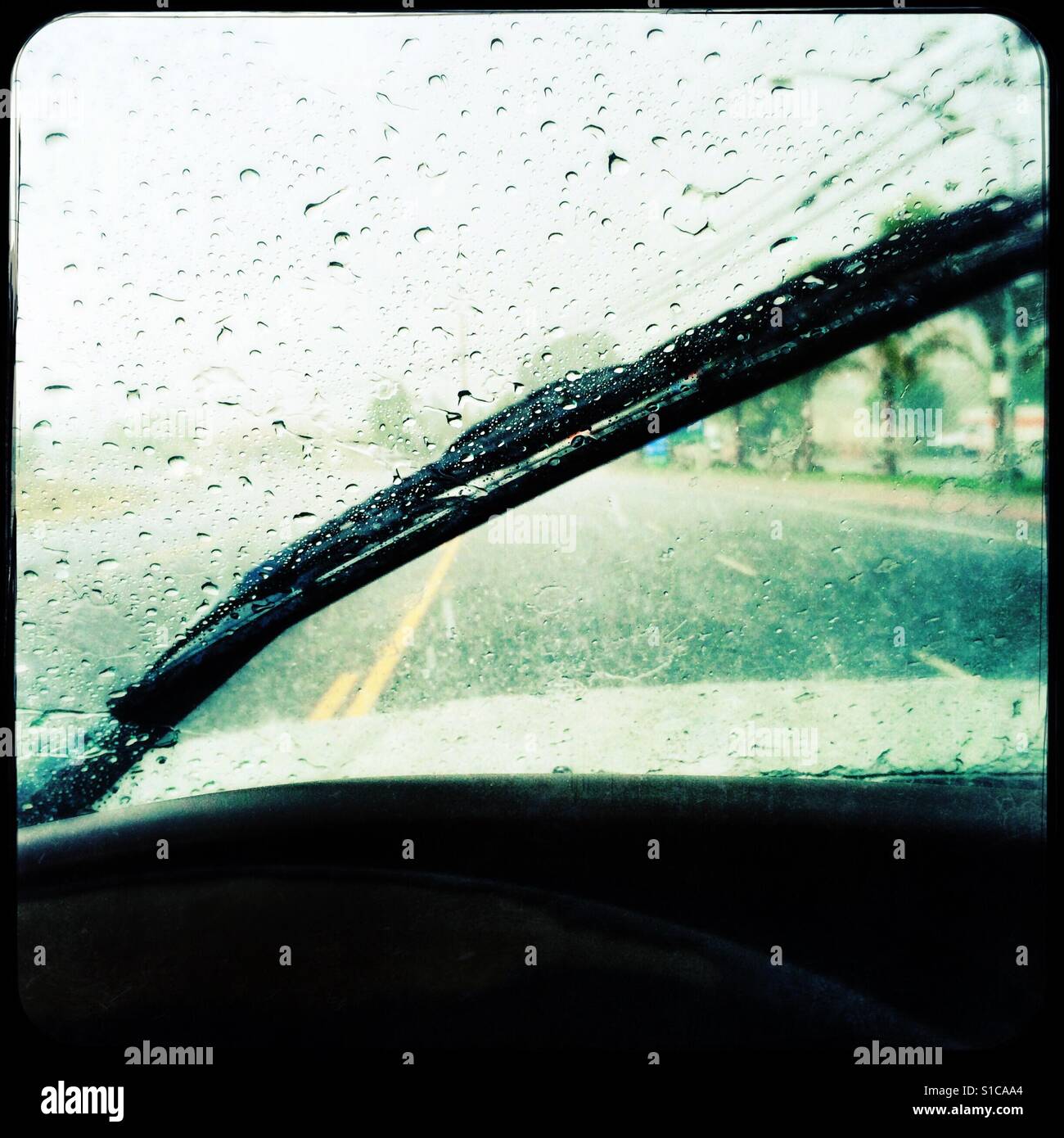 Driving in the rain. - Smartphone Captured Stock Image
