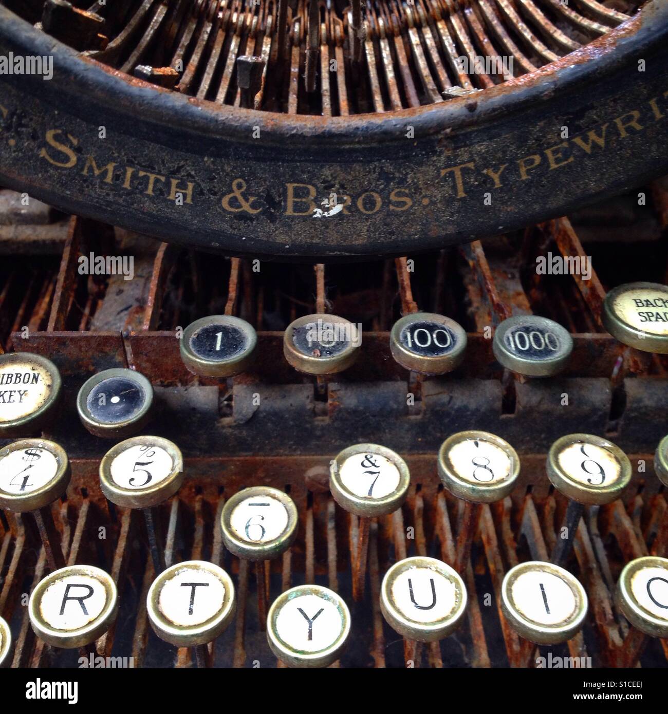 One of Henry Miller's old typewriters at the Henry Miller Library in Big Sur, California. - Smartphone Captured Stock Image