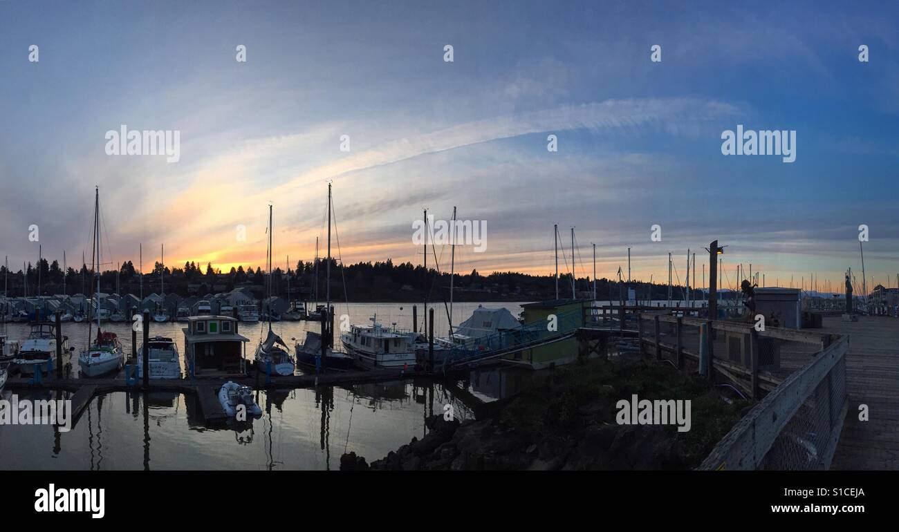 Sunset at a harbor - Smartphone Captured Stock Image