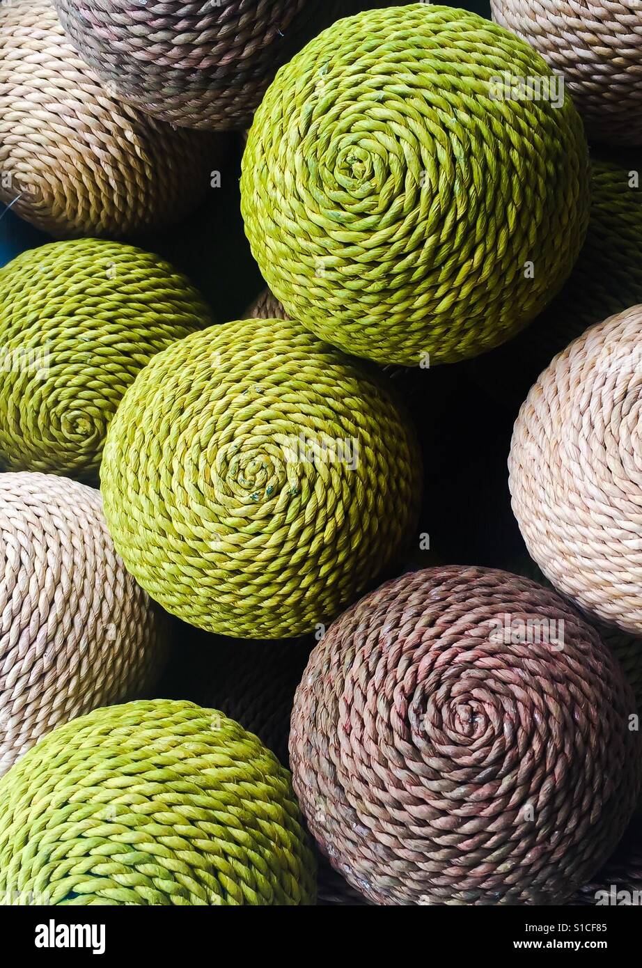 Collection of decorative natural rattan balls Stock Photo Alamy