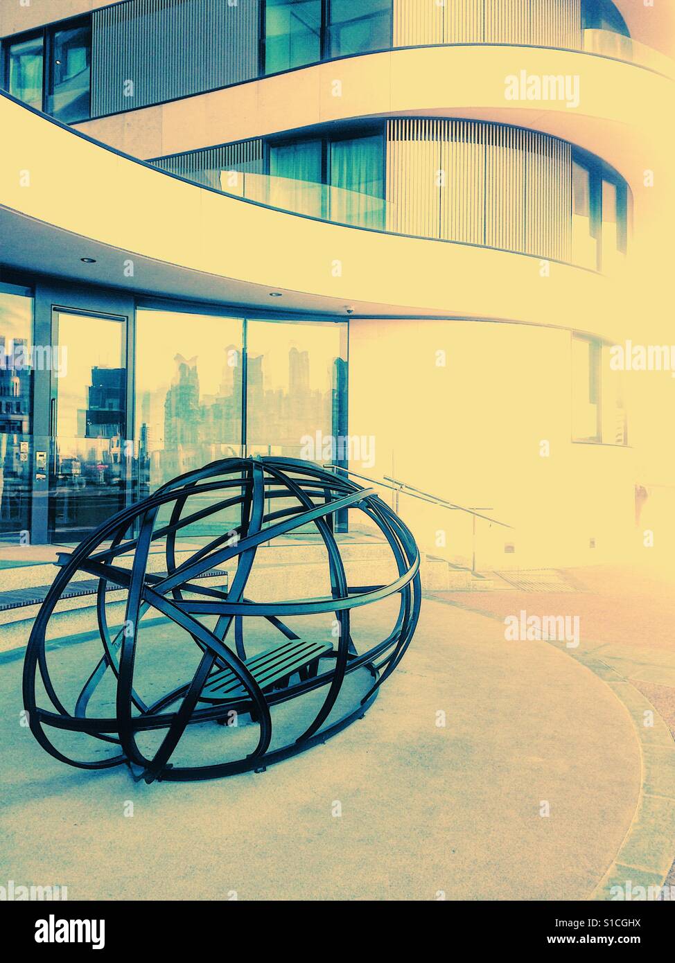 Abstract curves, seat sculpture and architecture, London - Smartphone Captured Stock Image