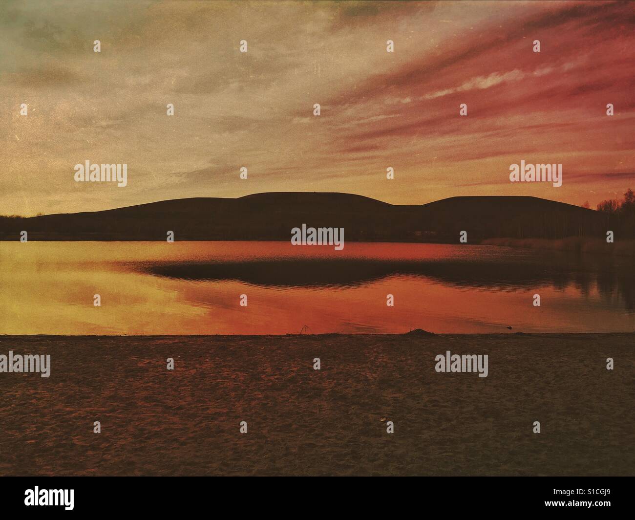 Beautiful sunset by the lake - Smartphone Captured Stock Image