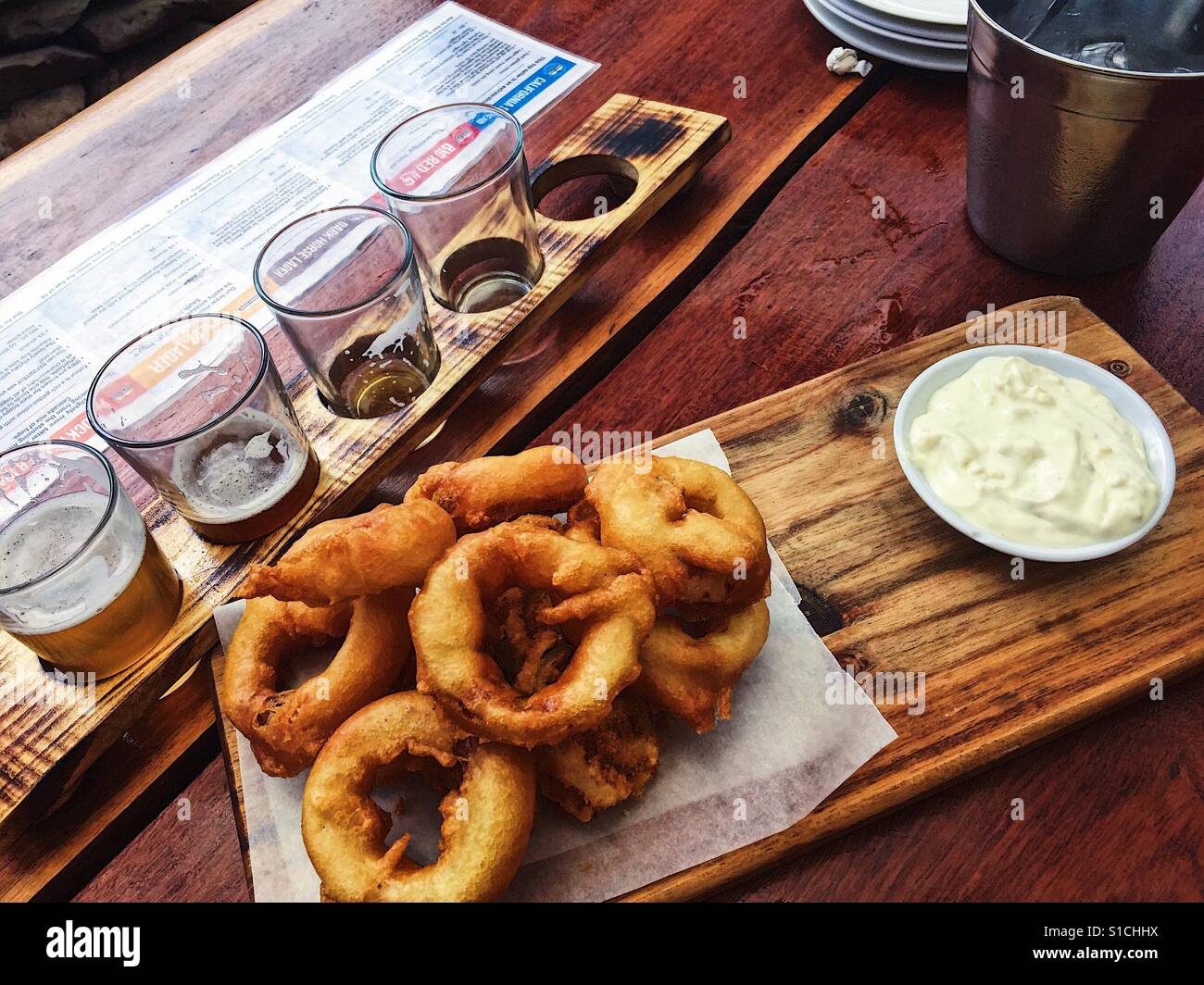 Onion rings and Craft Beer Stock Photo