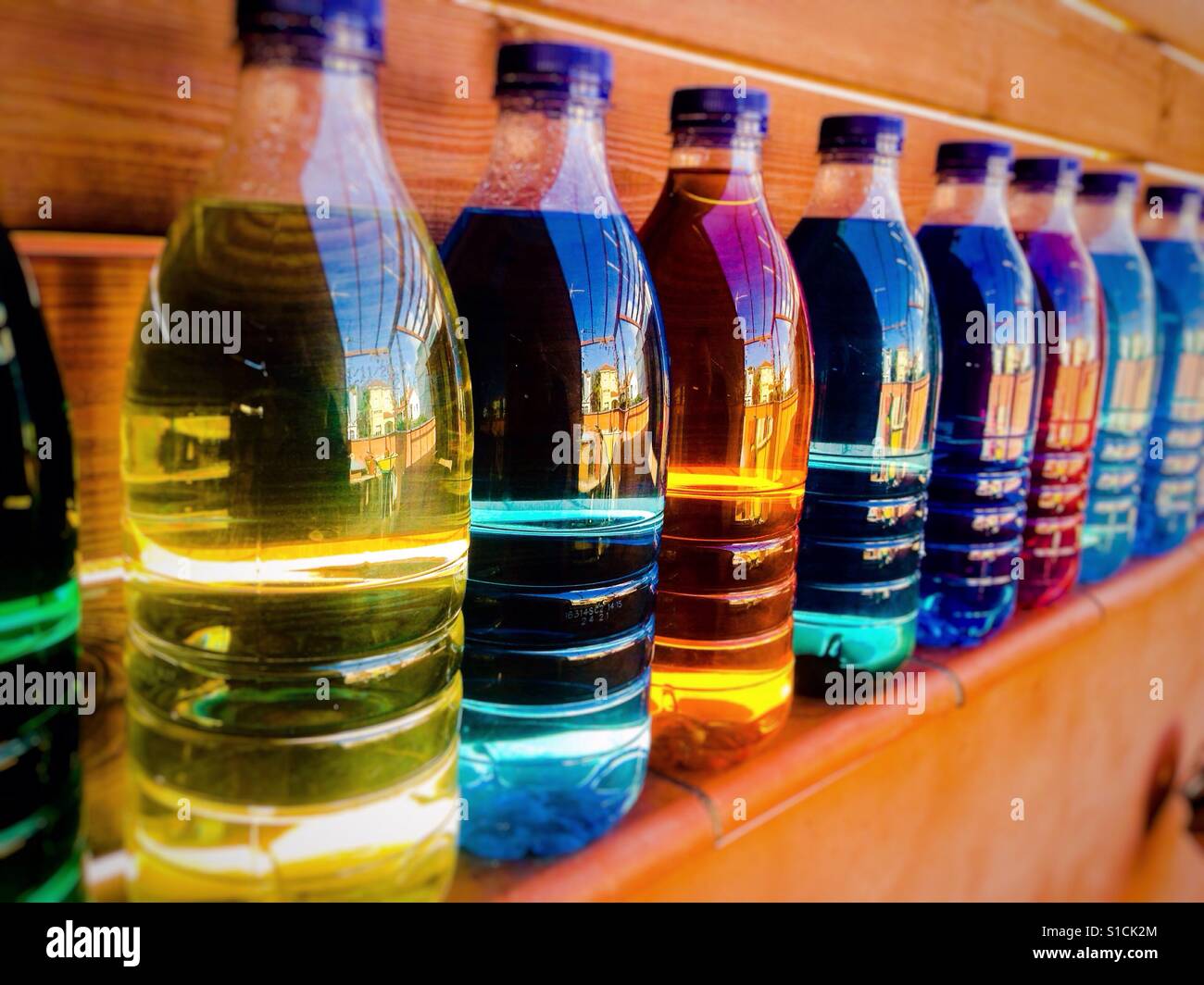 Bottles with colours Stock Photo Alamy