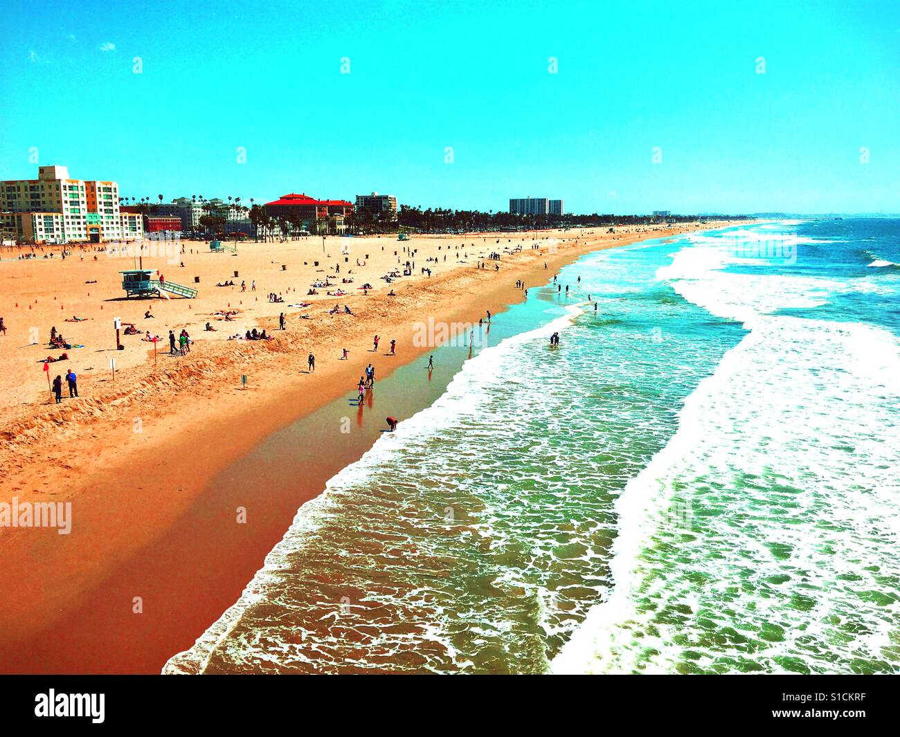 Sandy beach on a sunny day. - Smartphone Captured Stock Image