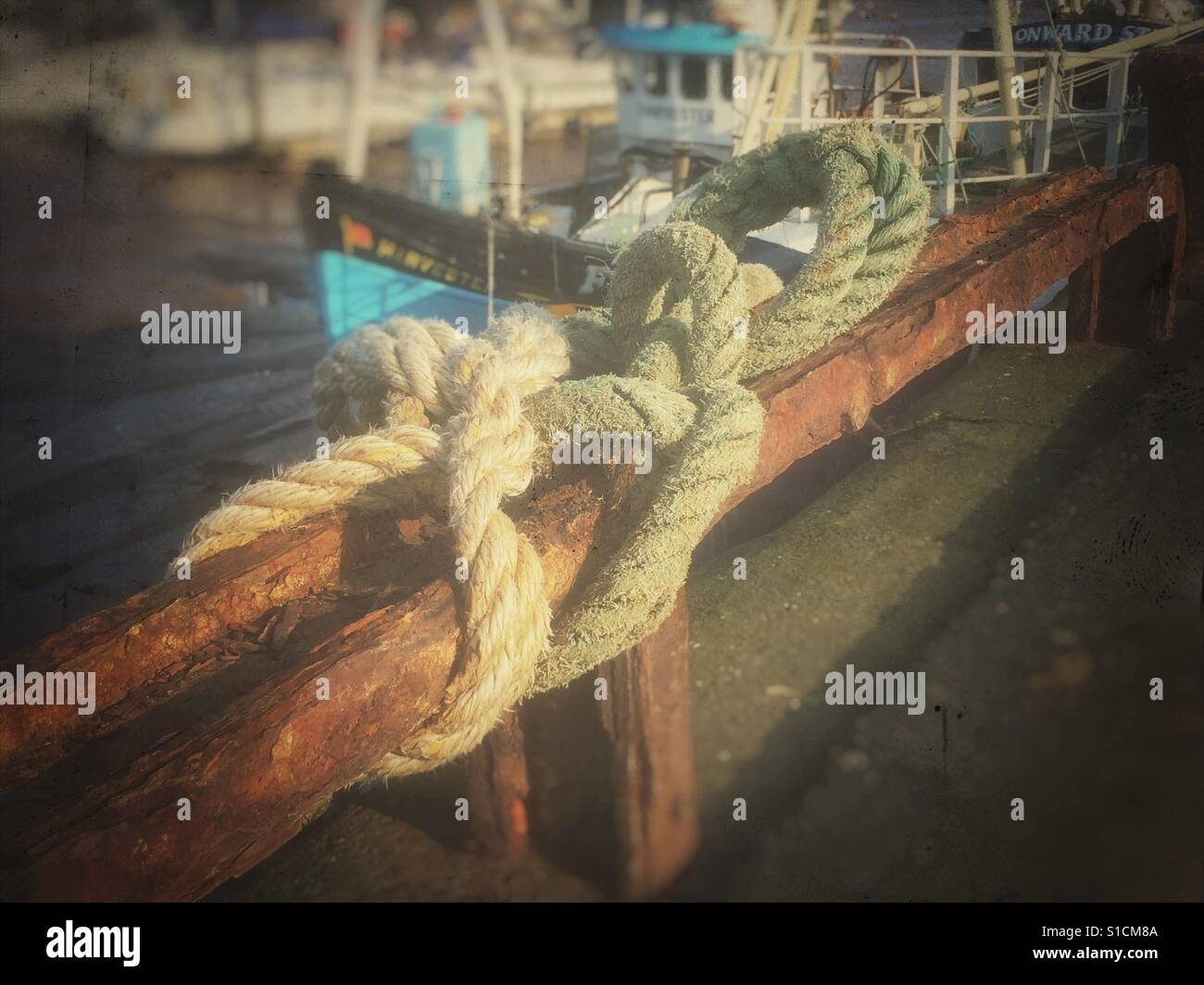Fishing boats in the harbour Bridlington East Yorkshire England UK - Smartphone Captured Stock Image