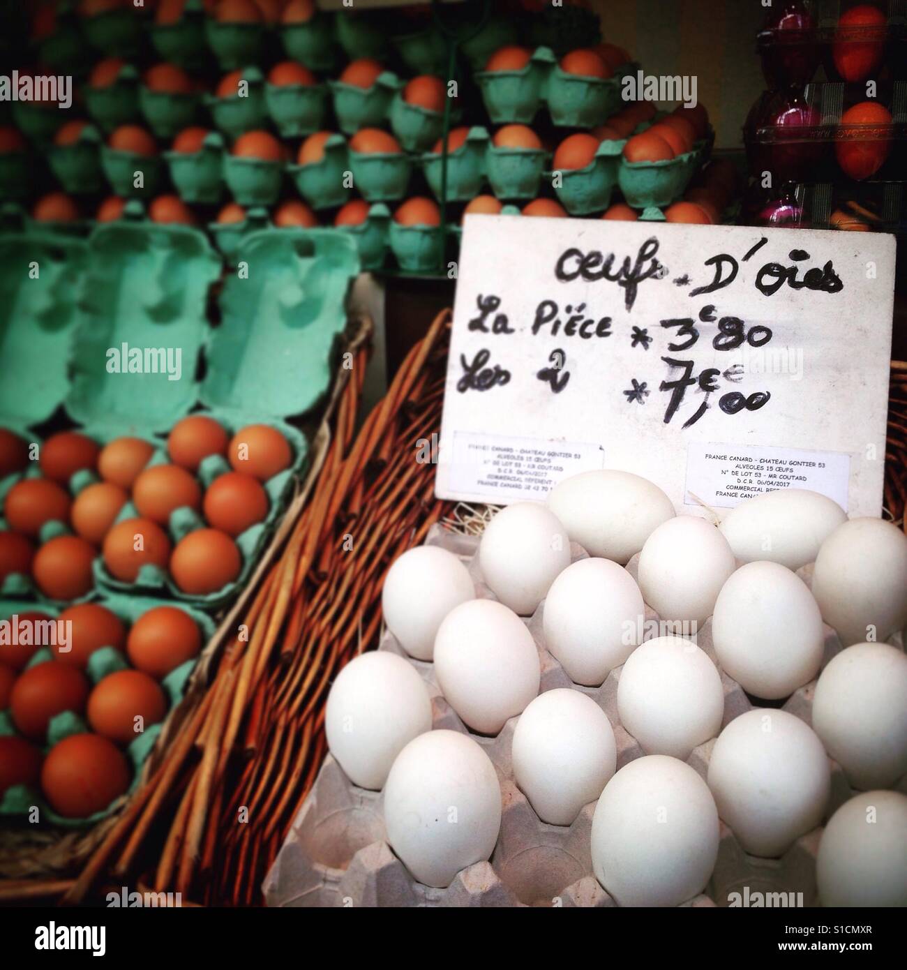 Goose eggs at an outdoor market in Paris, France Stock Photo Alamy