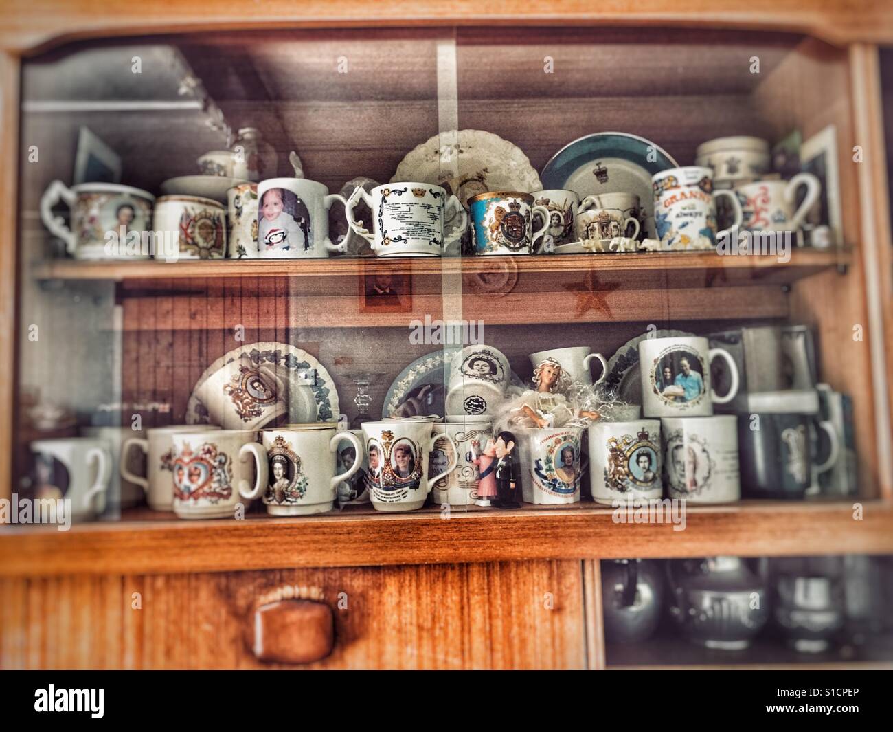 Royal commemorative mugs and plates - Smartphone Captured Stock Image