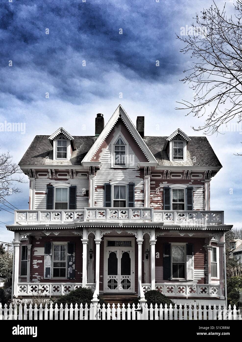 Partially painted Victorian home, Cape May, New Jersey, USA Stock Photo
