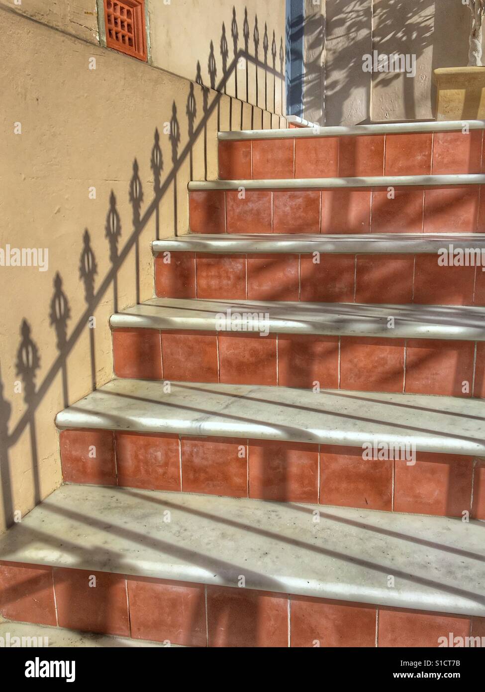 Outdoor Staircase with shadow and light Stock Photo