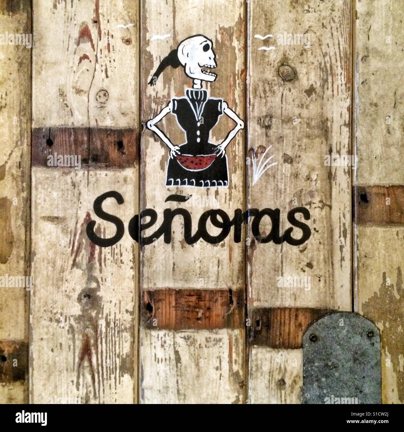 Senoras female toilet door sign - Smartphone Captured Stock Image