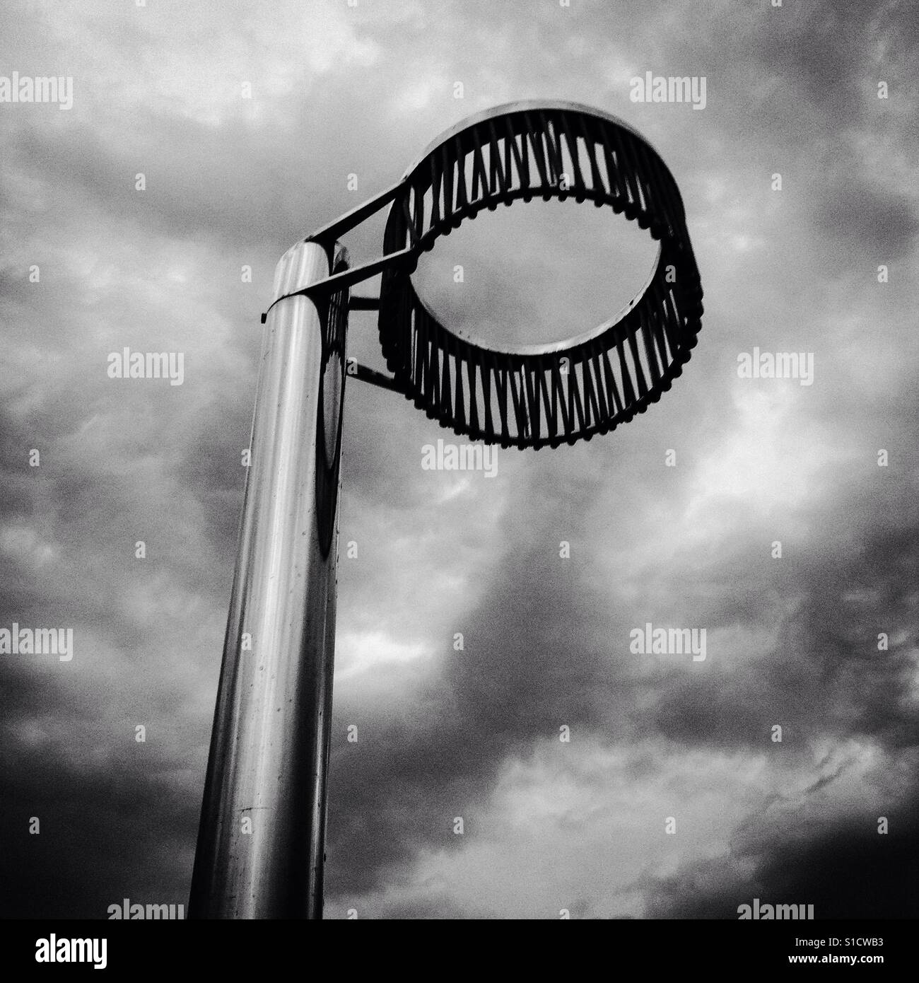 Basket for playing basketball in Barcelona beach - Smartphone Captured Stock Image