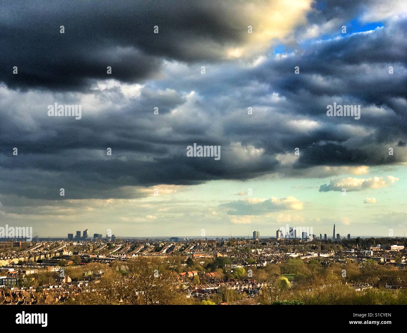 Grey storm clouds over the city of London Stock Photo - Alamy