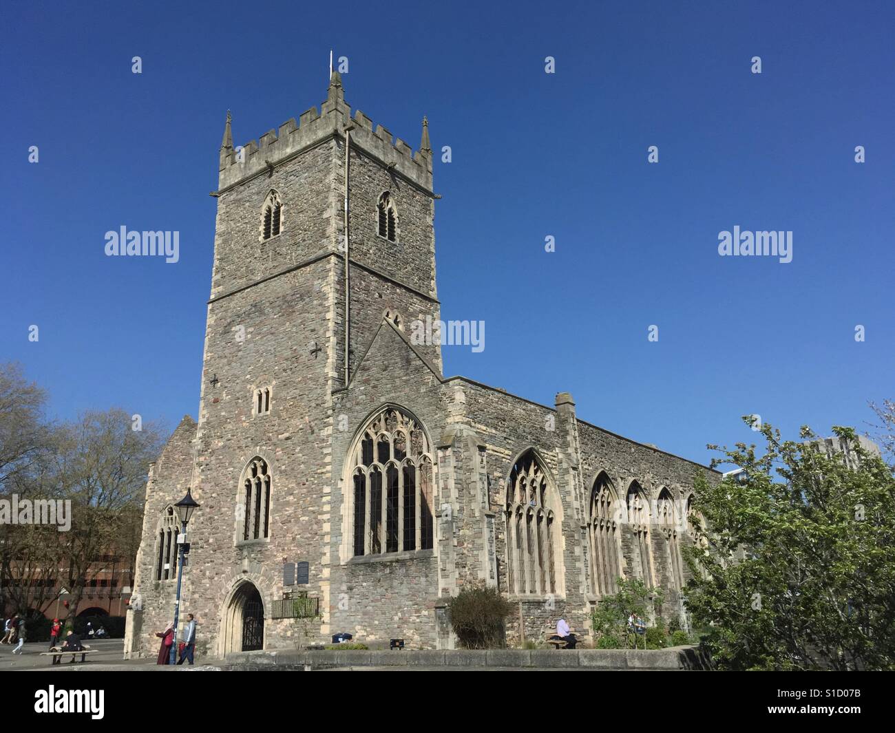 The ruins of St Peter's church, which was destroyed in an air raid during World War II, in Bristol, UK - Smartphone Captured Stock Image