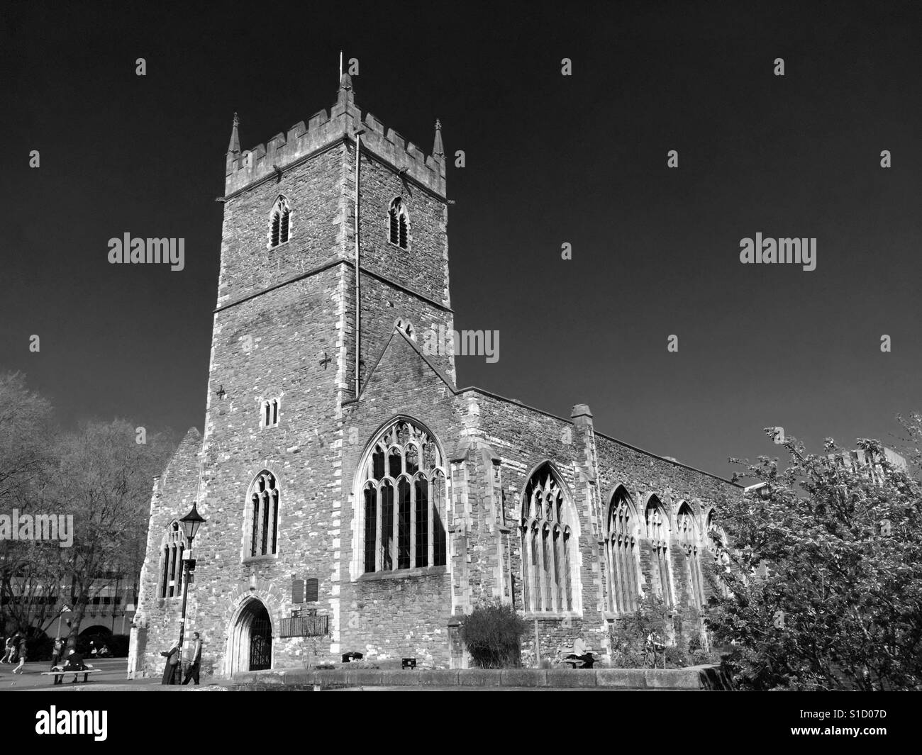 The ruins of St Peter's church in Bristol, UK which was destroyed by bombing during World War II - Smartphone Captured Stock Image
