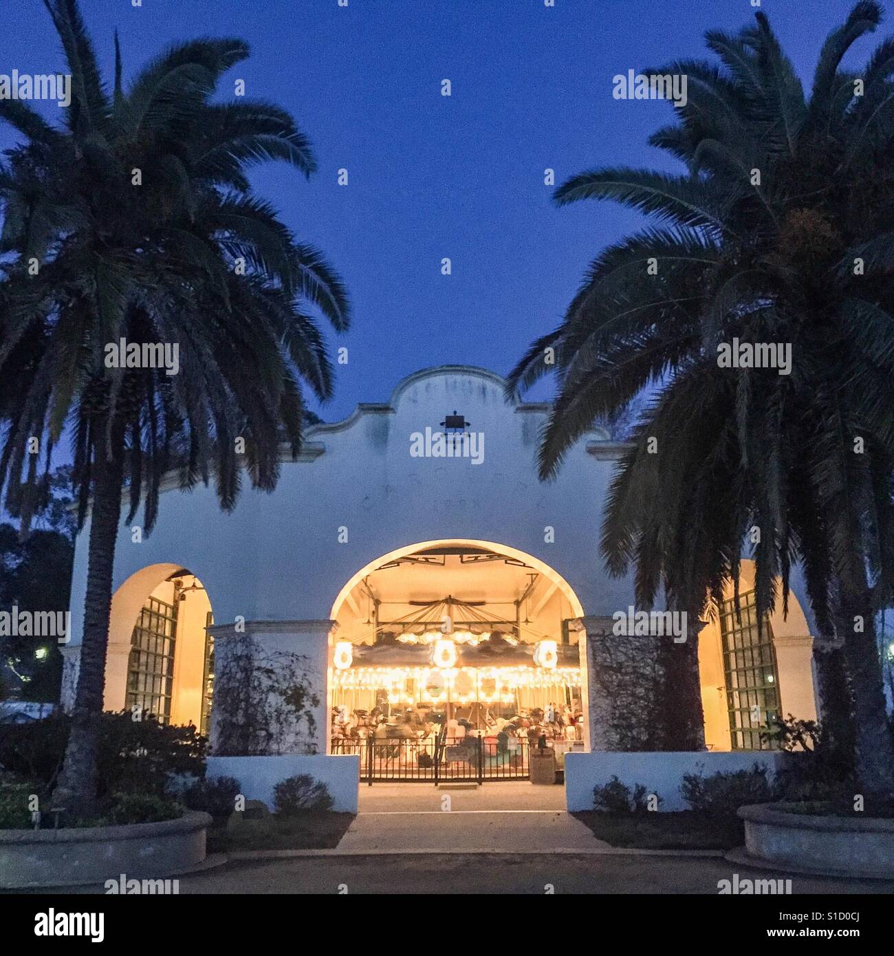 Carousel in Santa Barbara, CA at dusk - Smartphone Captured Stock Image