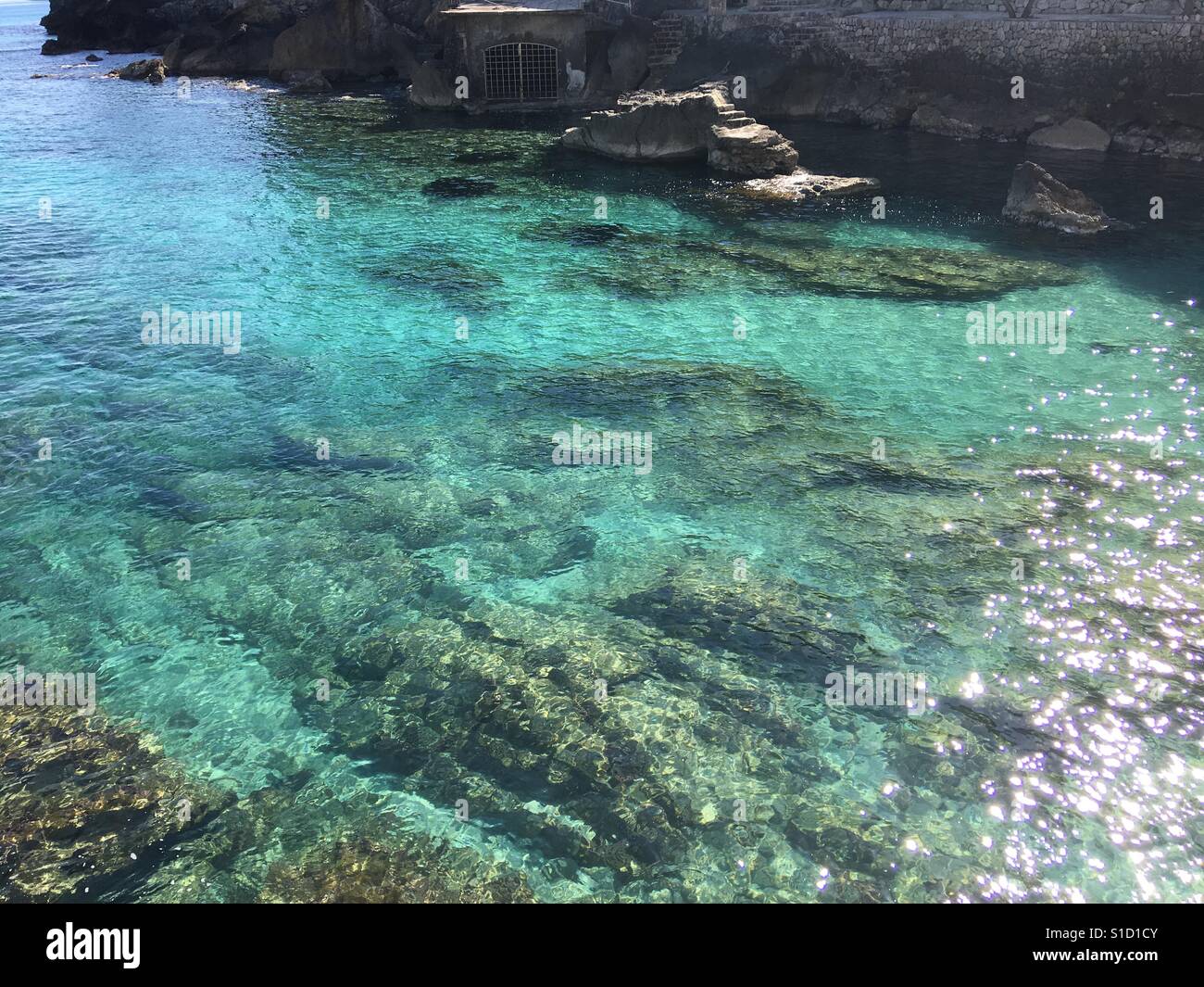 Clear water at Cala St Vincente, Majorca - Smartphone Captured Stock Image