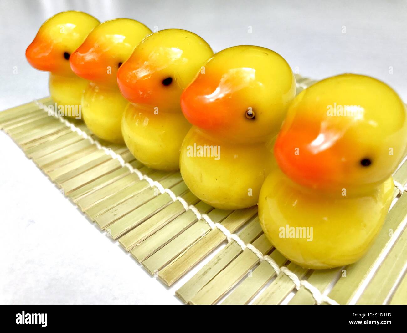 Luk Chup - Thai miniature confection made of chickpea and sugar glazing with gelatin Stock Photo