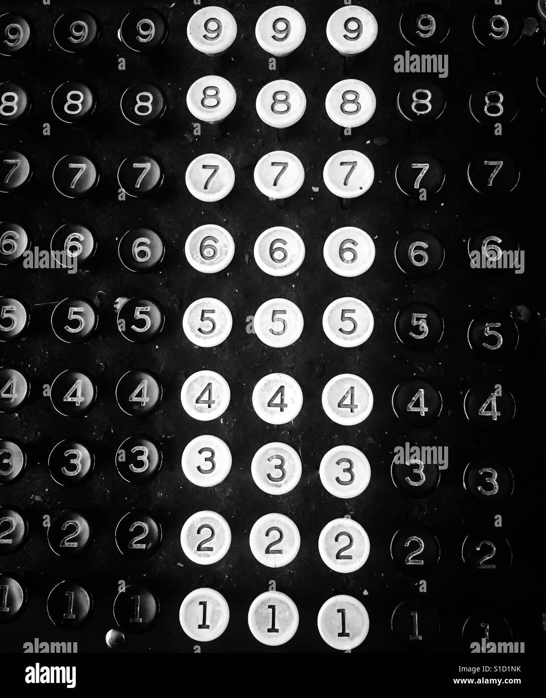 Vintage cash register number keys Stock Photo Alamy