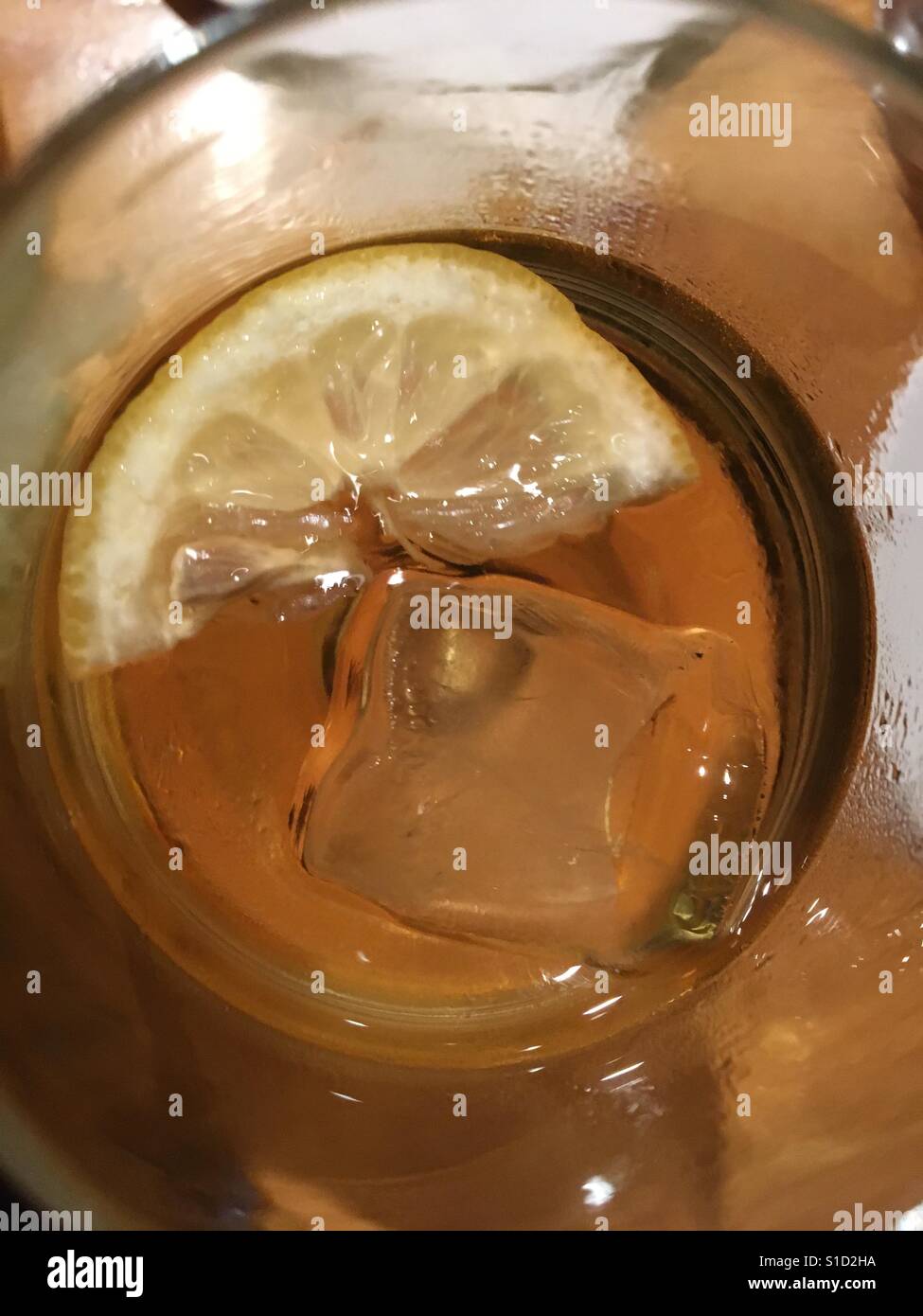 Grape juice with lemon and ice cube - Smartphone Captured Stock Image