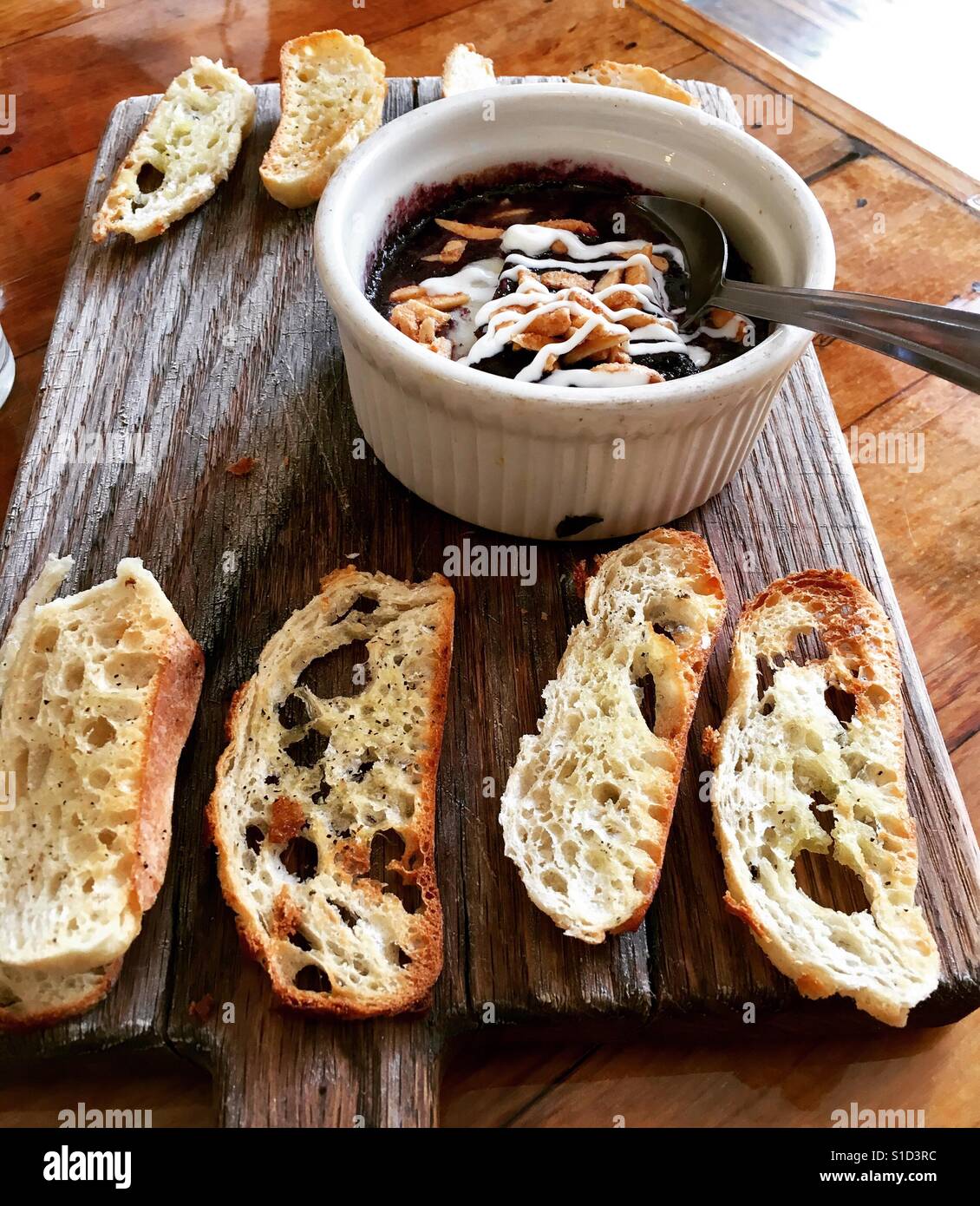 Blueberry Brie and bread Stock Photo