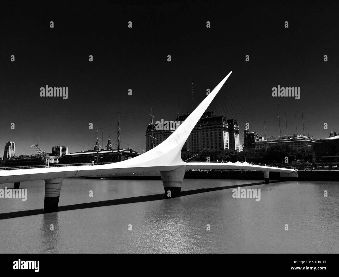 Puente de la Mujer bridge in Puerto Madero Buenos Aires - Smartphone Captured Stock Image