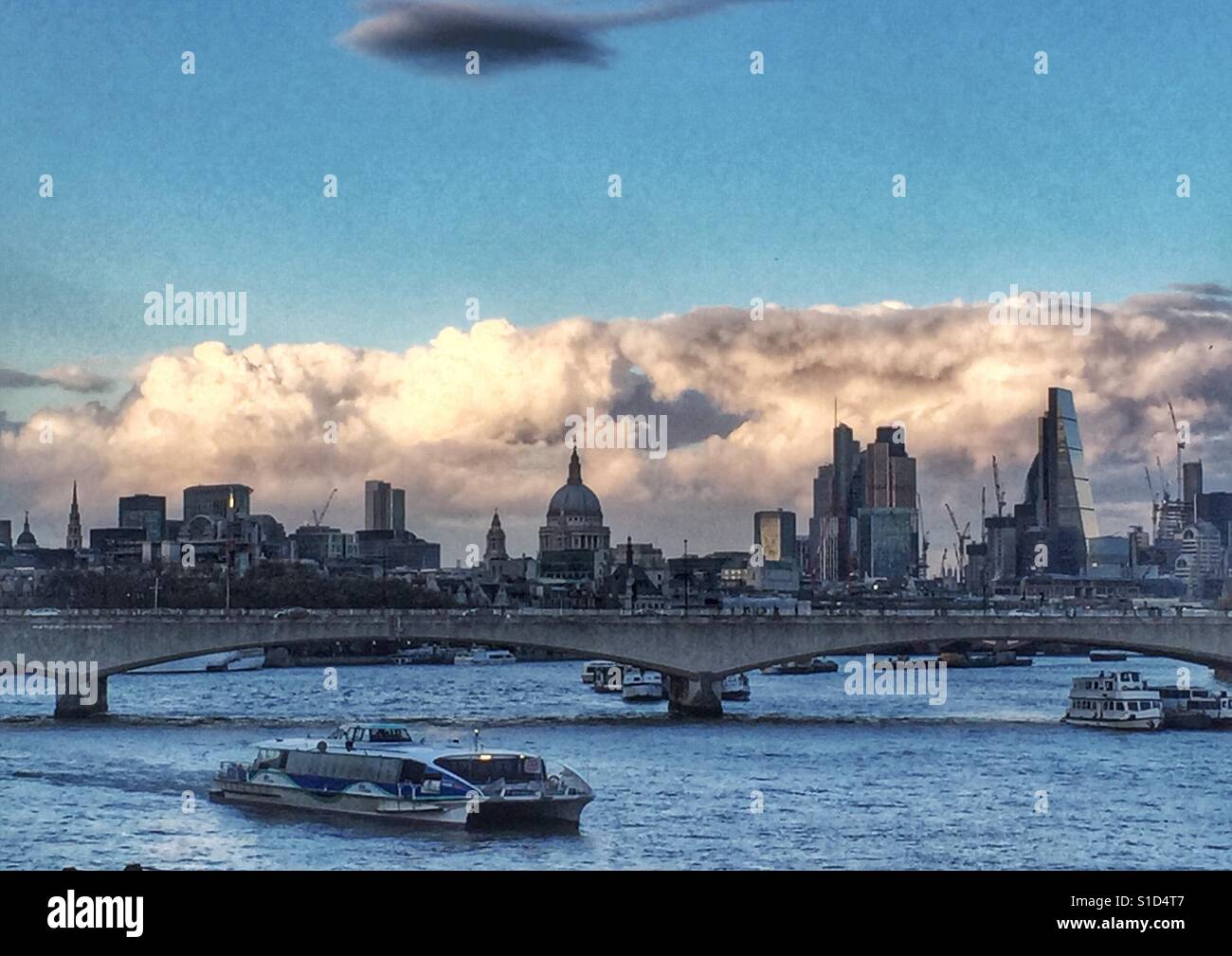 The Thames, London, at dusk. UK, capital city. - Smartphone Captured Stock Image