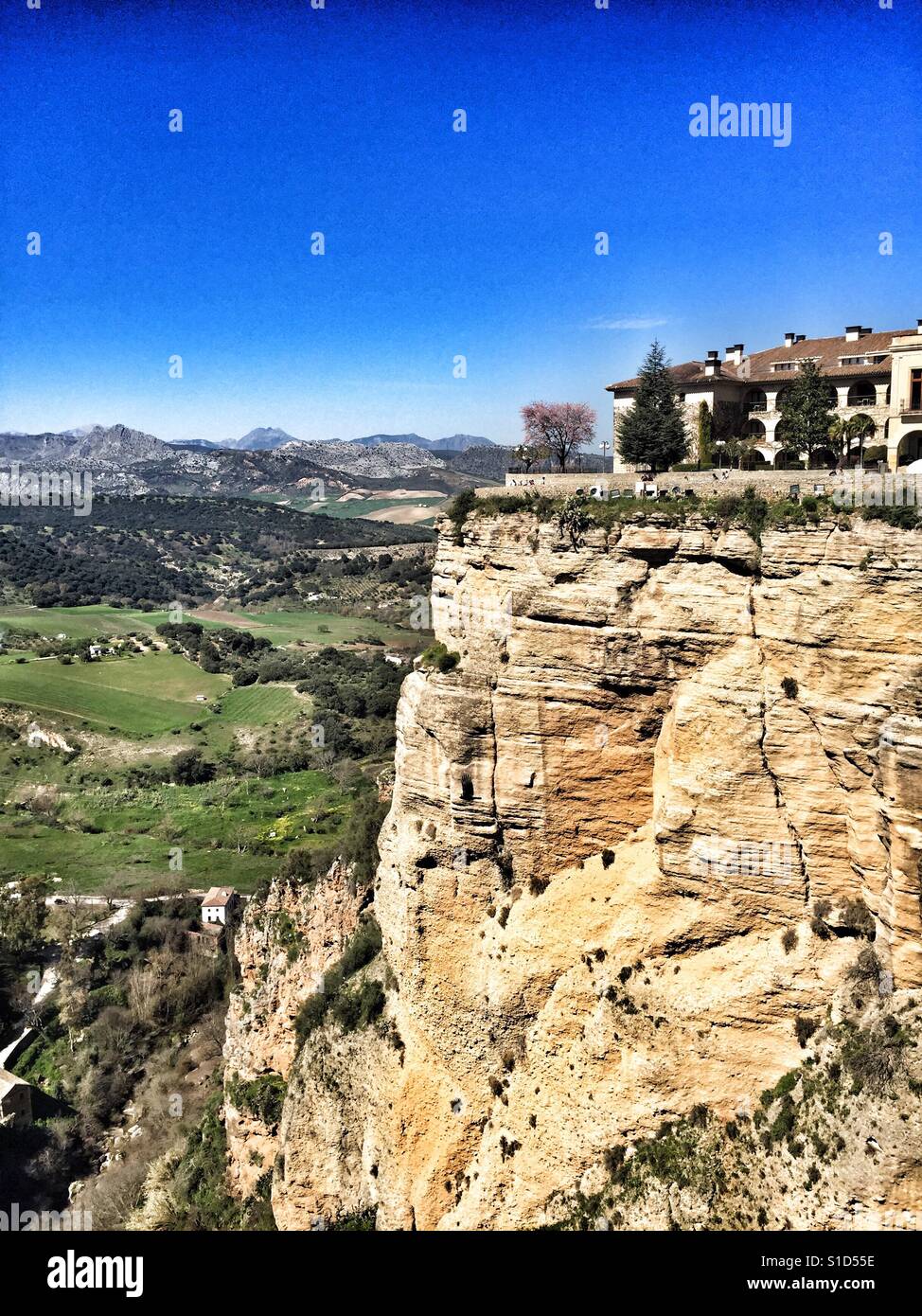 A View across from the Puente Nuevo in Ronda, Andalucia, Southern Spain - Smartphone Captured Stock Image