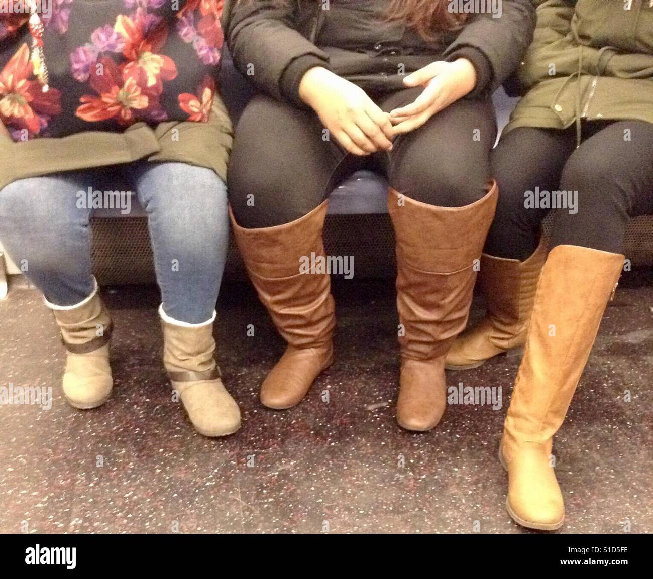 Riding a NY City subway train - Smartphone Captured Stock Image