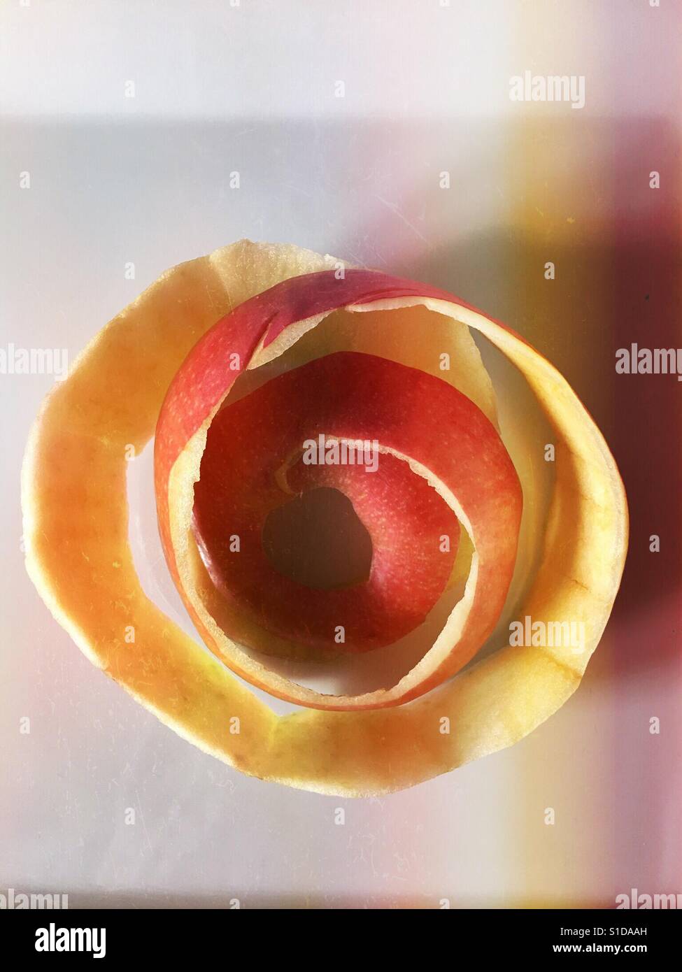 Peel removed from an apple in one piece - Smartphone Captured Stock Image