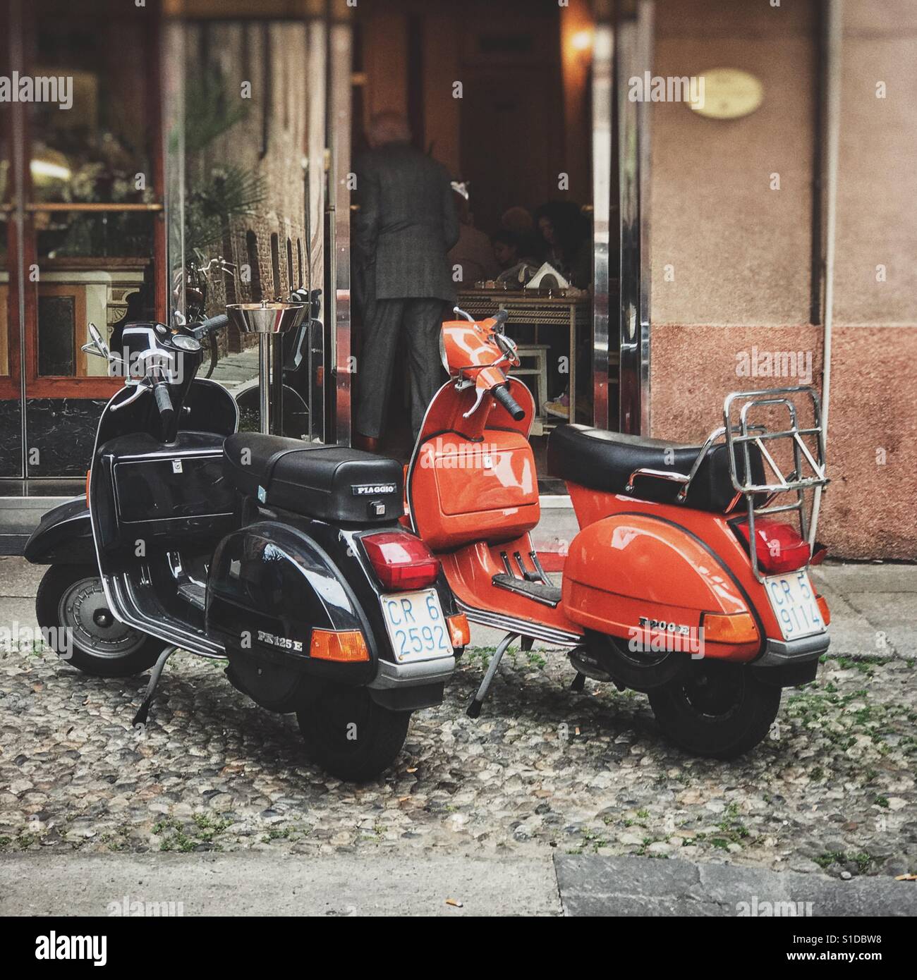 Balck and red vespa - Smartphone Captured Stock Image