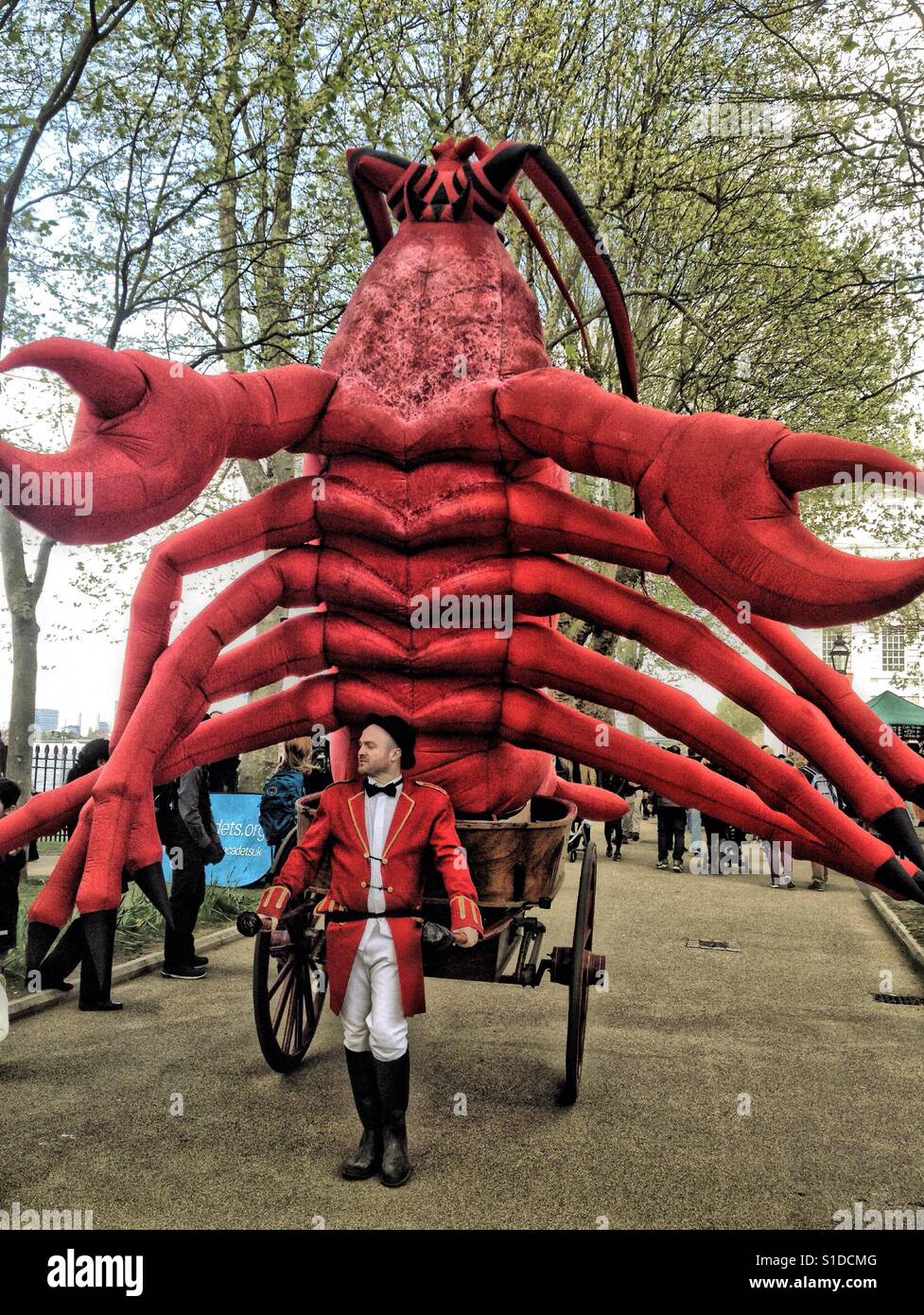 A giant red inflatable lobster - Smartphone Captured Stock Image