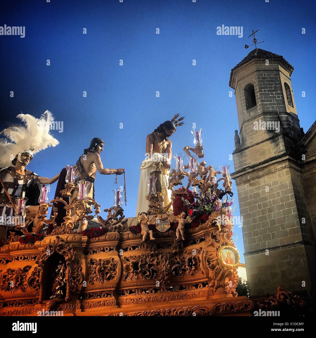 The Christ of the Column procession in Baeza, Jaen province, Andalusia, Spain - Smartphone Captured Stock Image