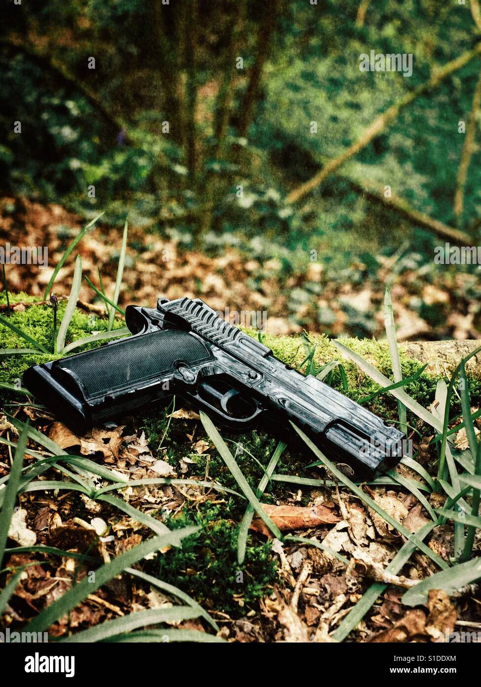 Lost gun in the woods Stock Photo Alamy