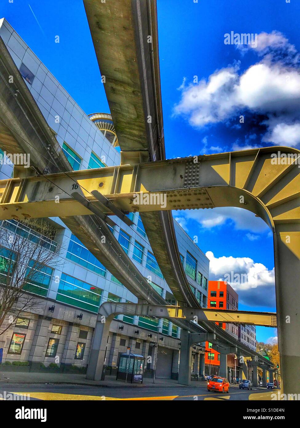Monorail track, Seattle Washington USA - Smartphone Captured Stock Image