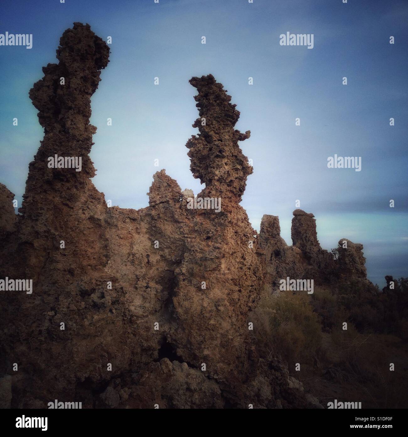 Mono Lake in Mono County, California at sunset. Stock Photo
