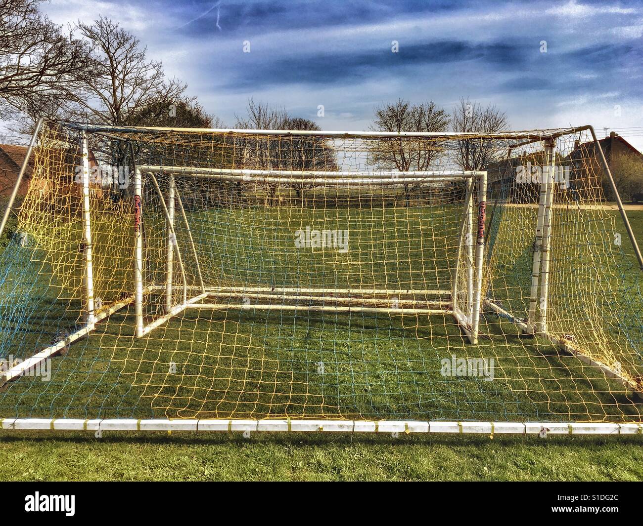 Football goalpost nets hi-res stock photography and images - Alamy