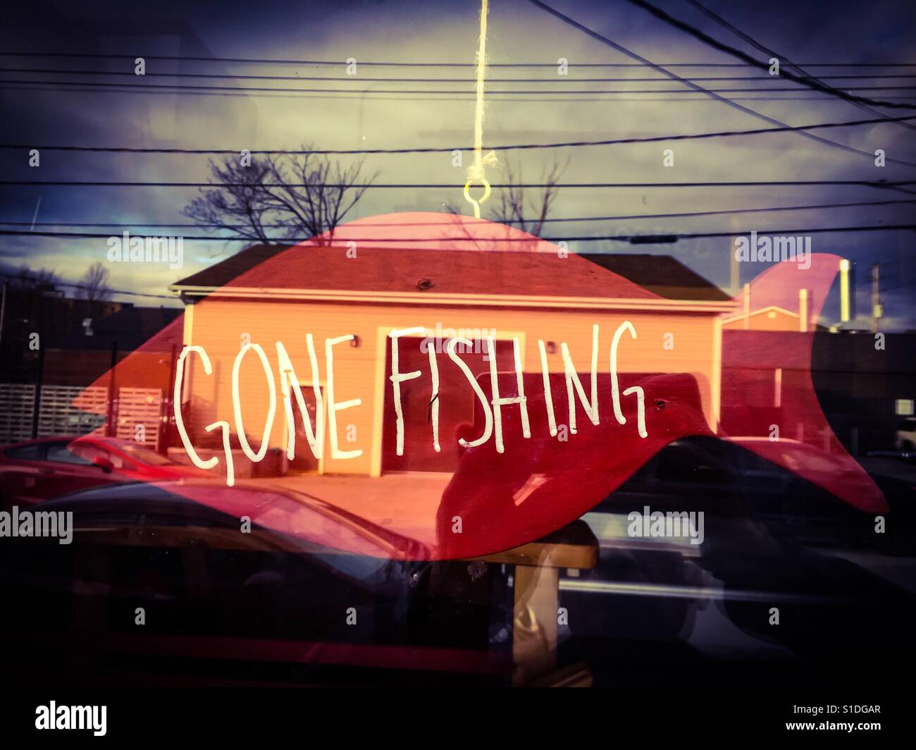 Gone fishing sign hi-res stock photography and images - Alamy