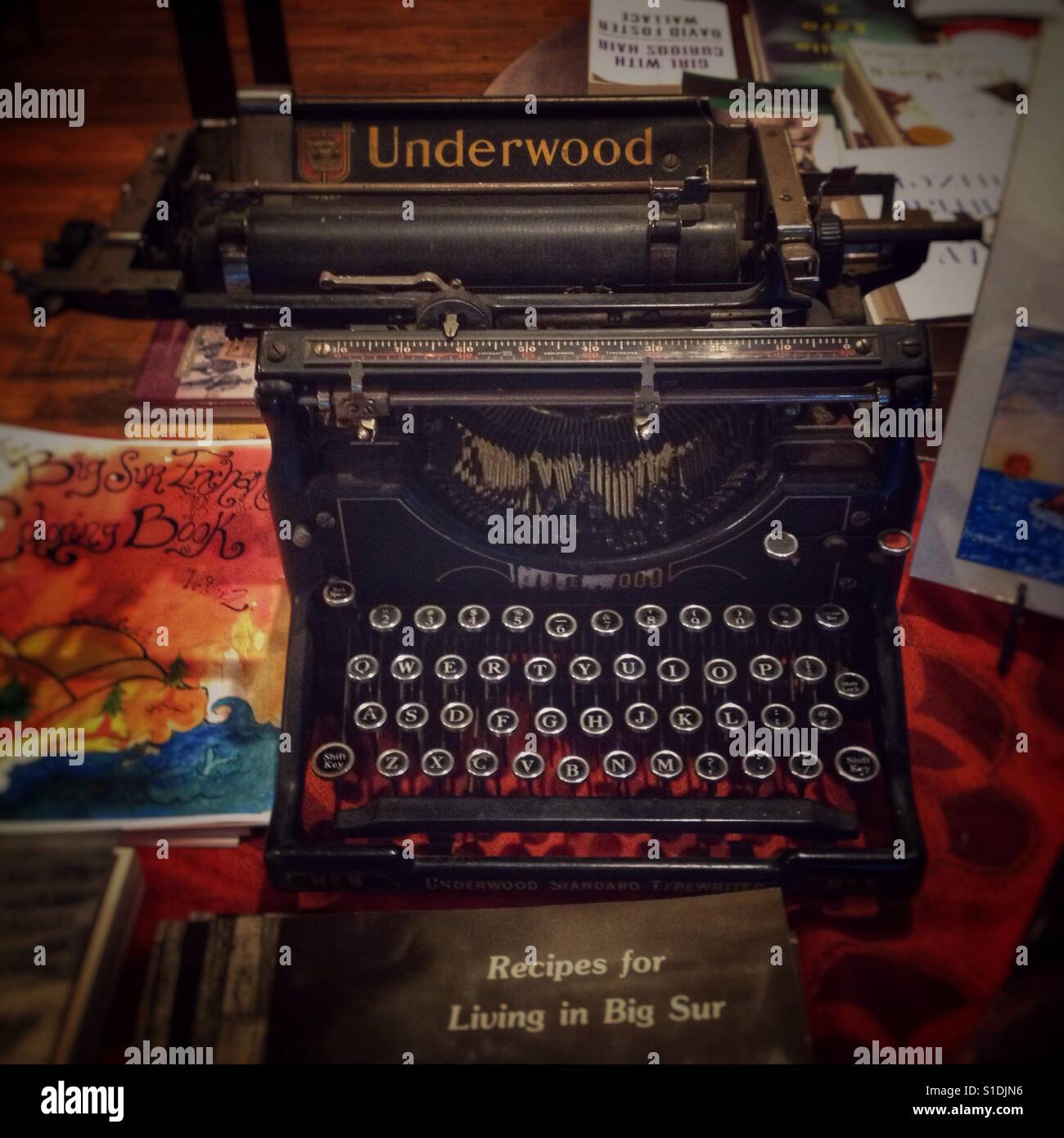 Henry Miller's typewriter in the library at Big Sur. - Smartphone Captured Stock Image