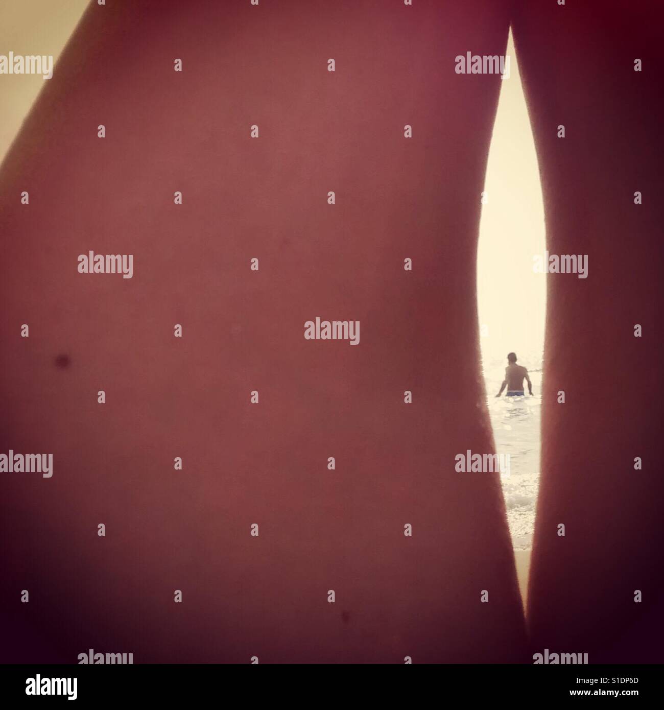 Sunbathing at the beach - Smartphone Captured Stock Image