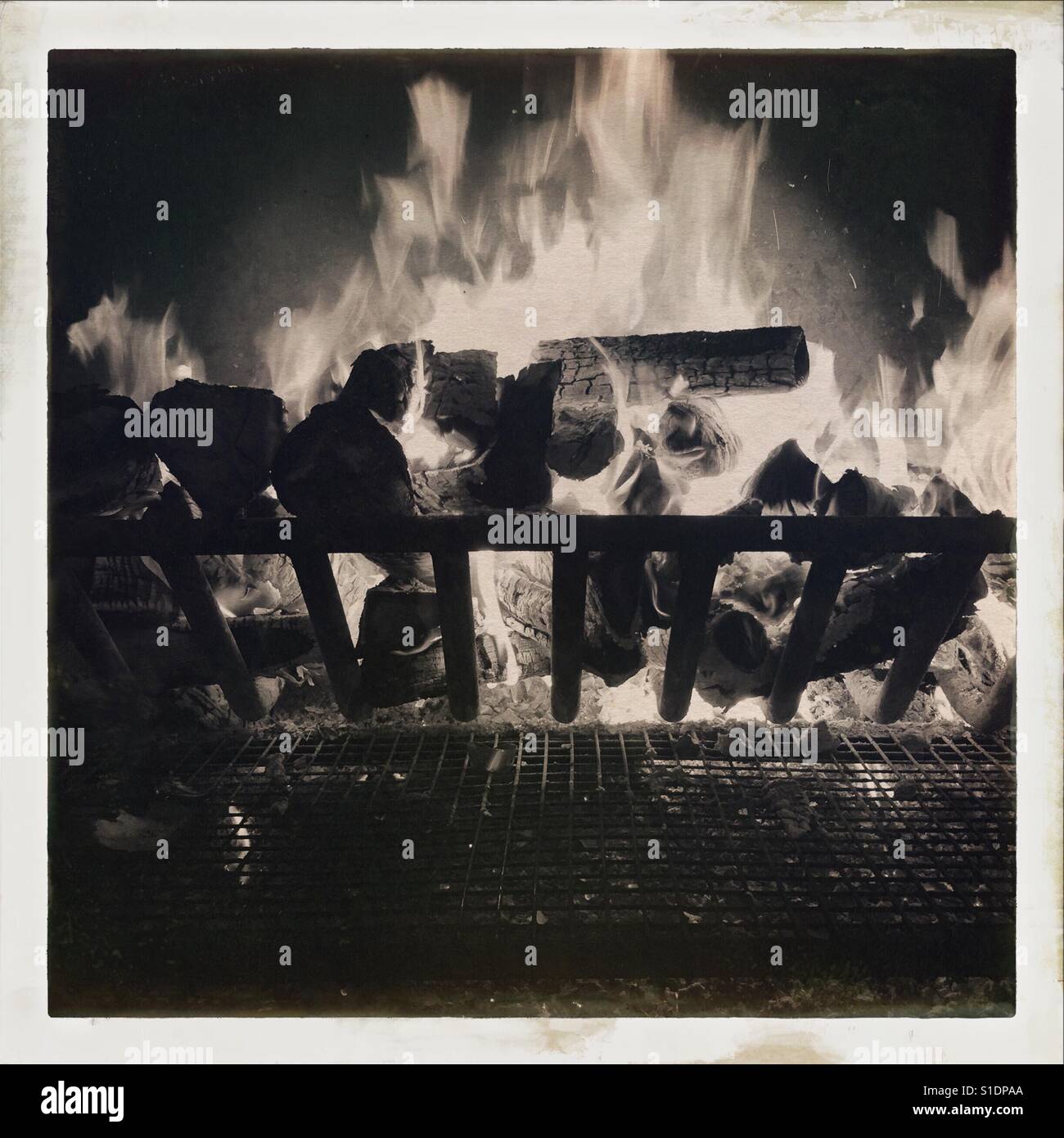 Roaring log fire - Smartphone Captured Stock Image