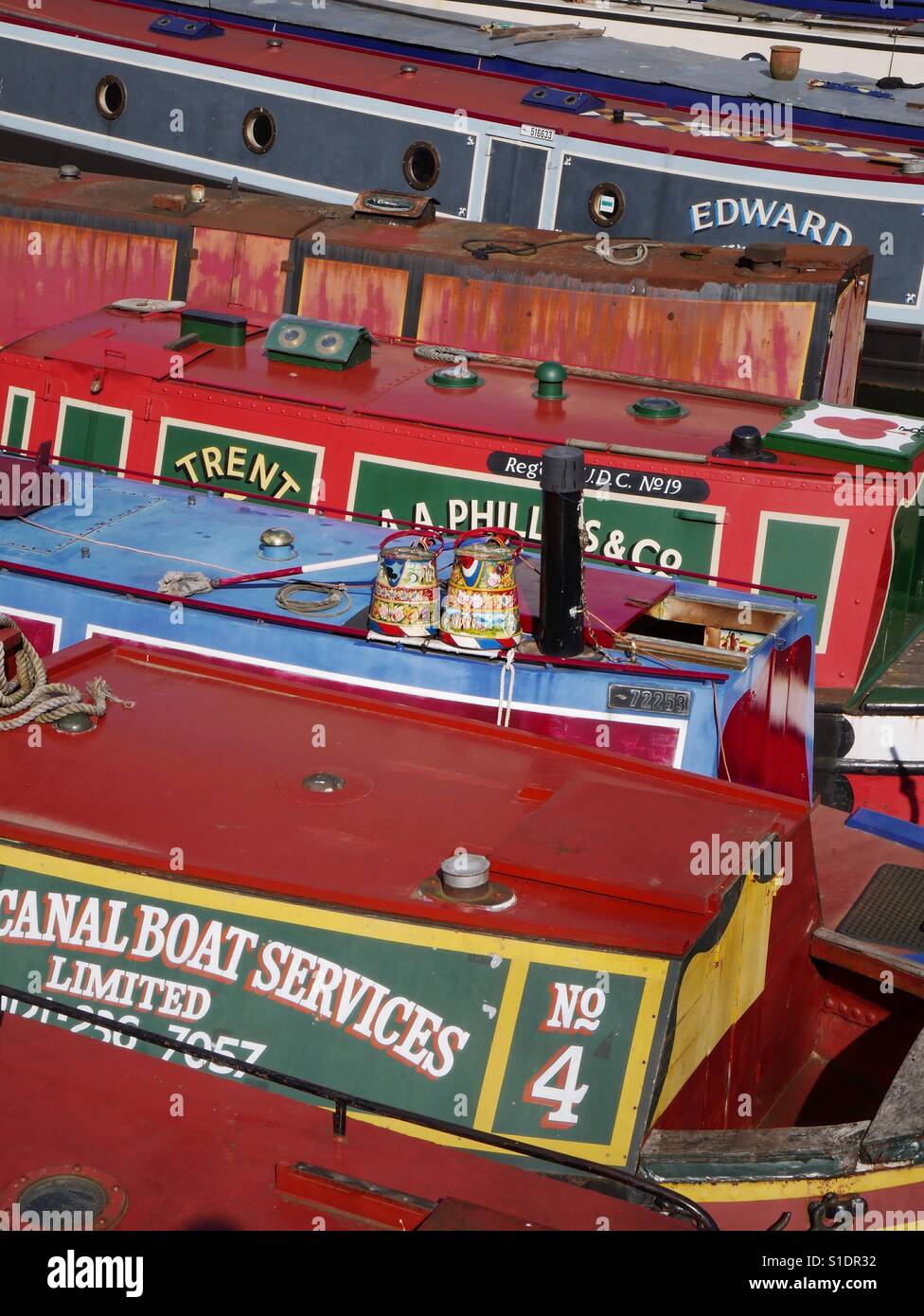 Colourful narrowboats Stock Photo