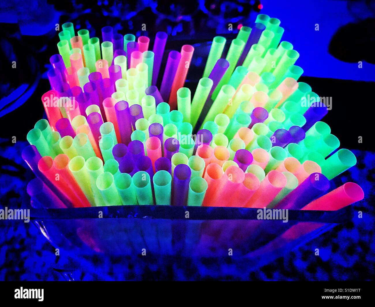 Colourful straws in a cocktail bar Stock Photo