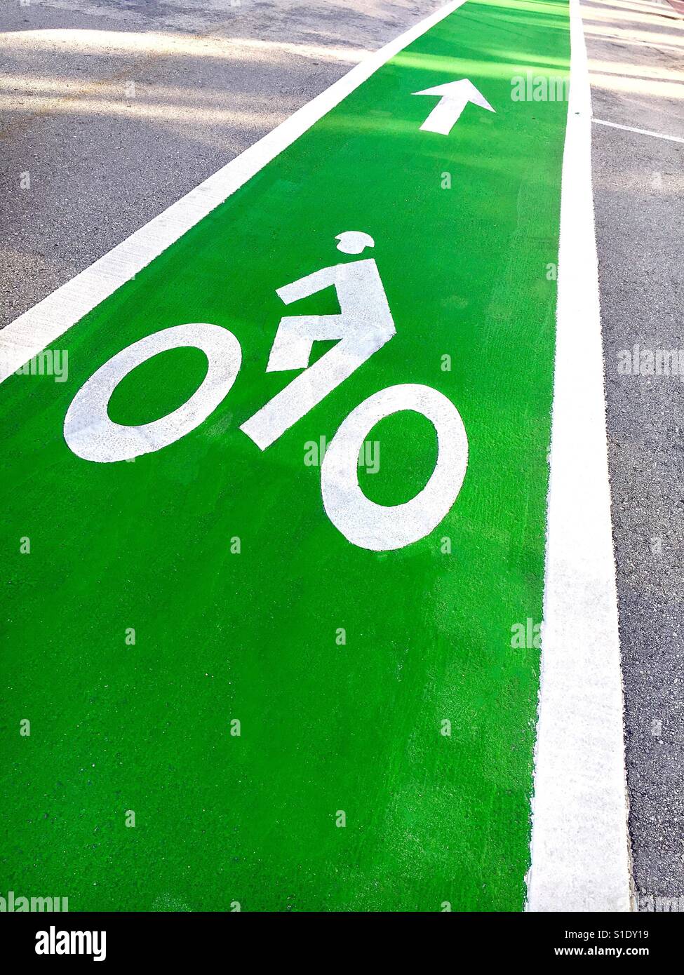 Bike path on road - Smartphone Captured Stock Image